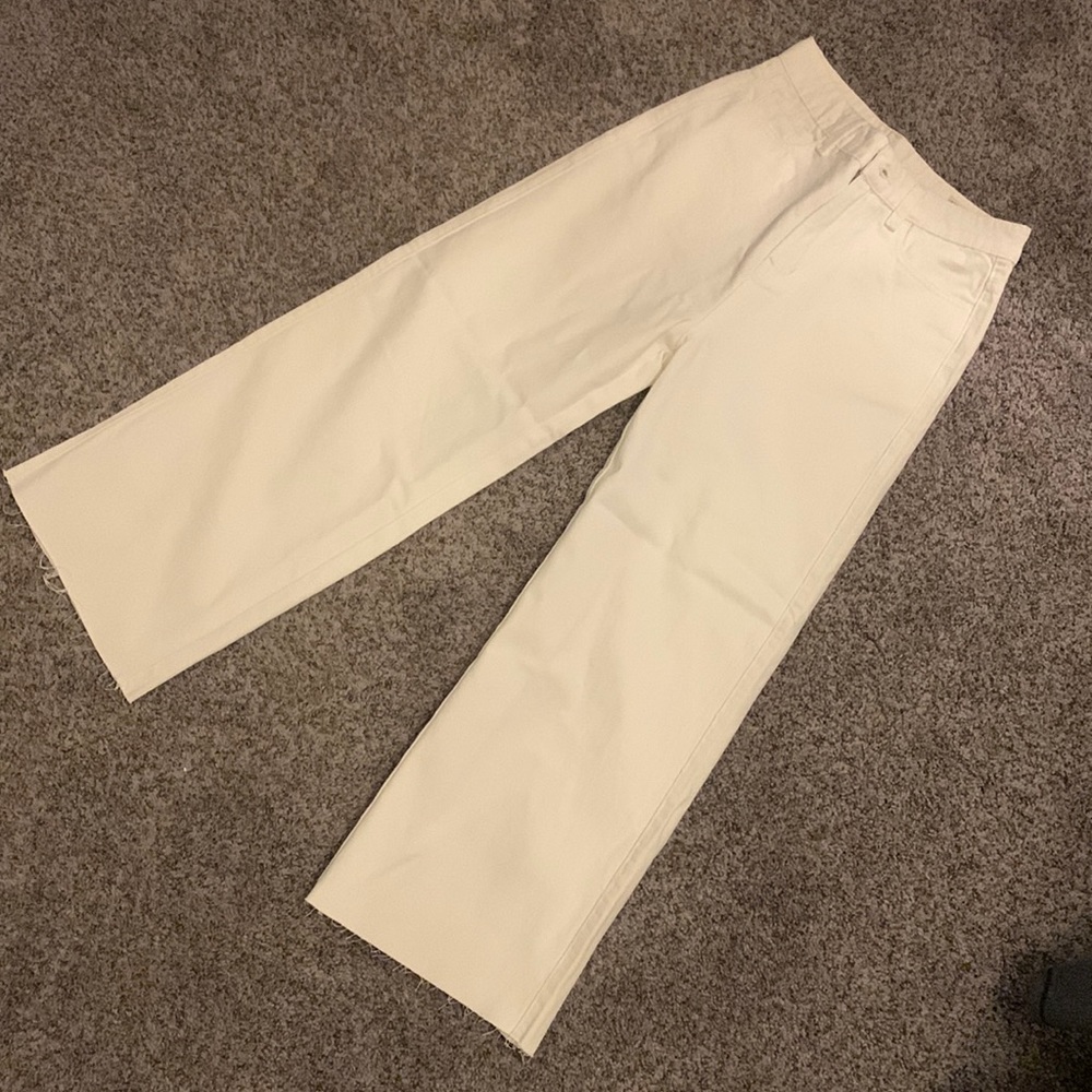 High-waist Wide Leg White Jeans